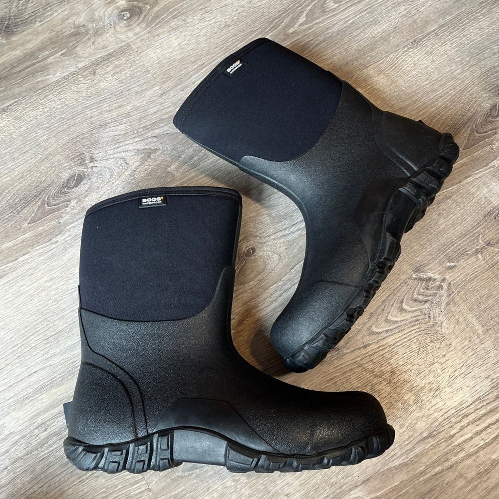 NEW! Bogs Classic Mid Mens 15 Black Waterproof Insulated Work Boots 61142-001